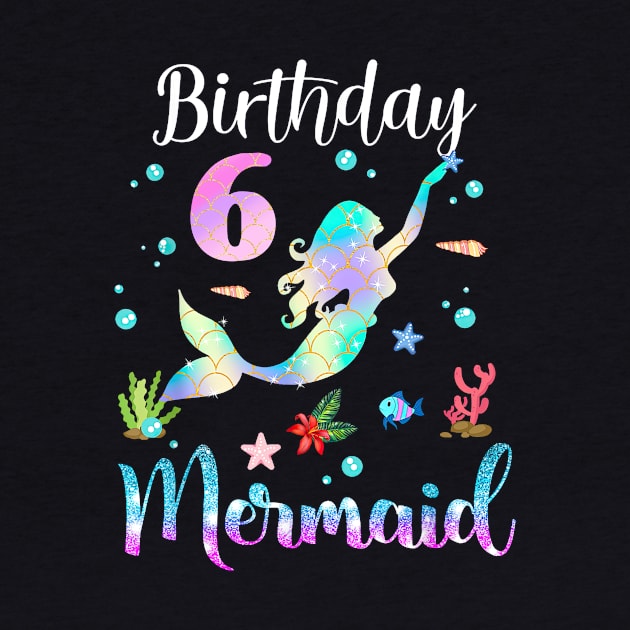 6 Years Old Birthday Mermaid Happy 6th Birthday by Vintage White Rose Bouquets